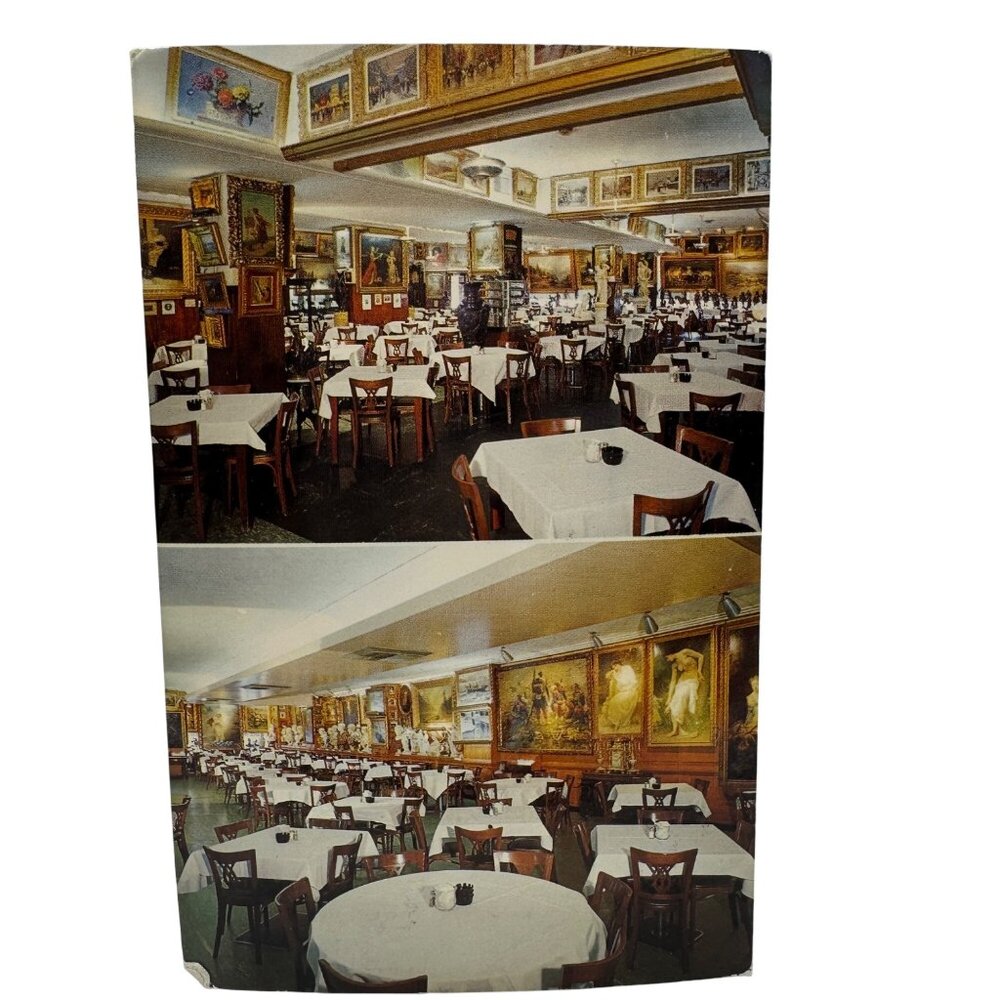 Vintage Hausners Restaurant Postcard Showing Interior Views Of Art-Dining Collec